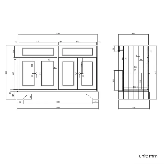 Lucia Chalk White Double Basin Vanity 1200mm