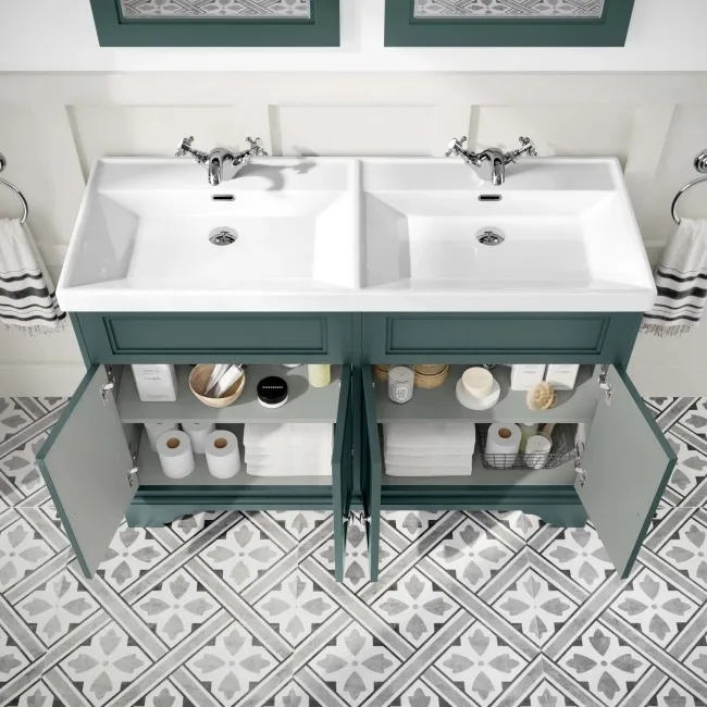 Lucia Midnight Green Double Basin Vanity 1200mm
