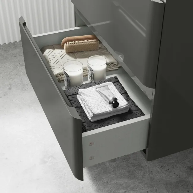 Corsica Tungsten Grey Wall Hung Drawer Vanity with Marble Top & Marin Basin 600mm