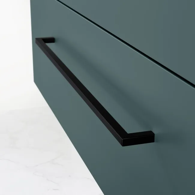 Elba Midnight Green Wall Hung Basin Drawer Vanity 1000mm - Black Accents