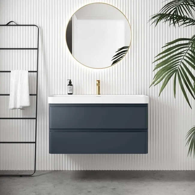 Corsica Inky Blue Basin Drawer Vanity 1000mm