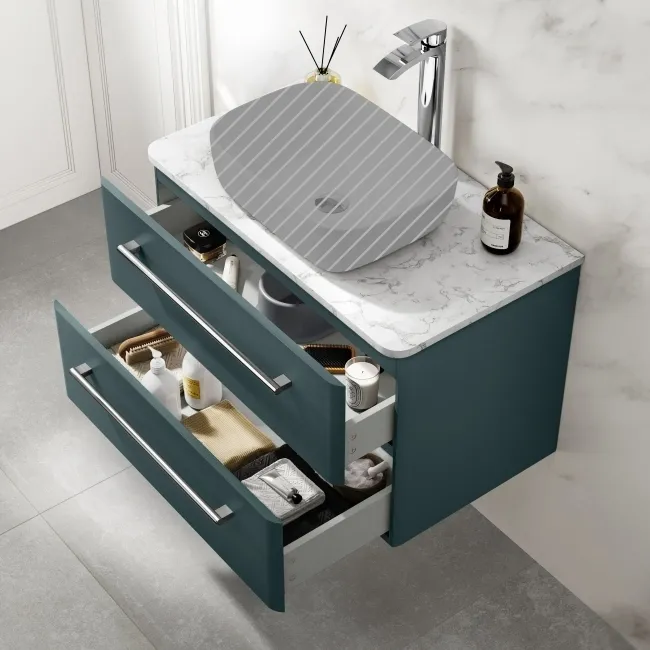 Omaha Mystic Green Wall Hung Drawer Vanity with Marble Top 800mm - Excludes Counter Top Basin