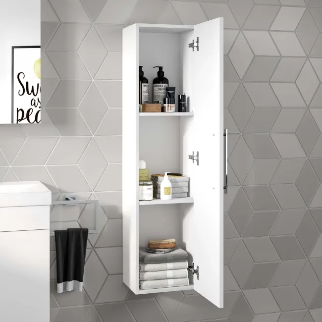 Avon Gloss White Wall Hung Tall Cabinet 1200x300mm
