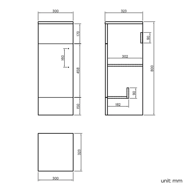 Harper Gloss White Side Cabinet Unit 300mm