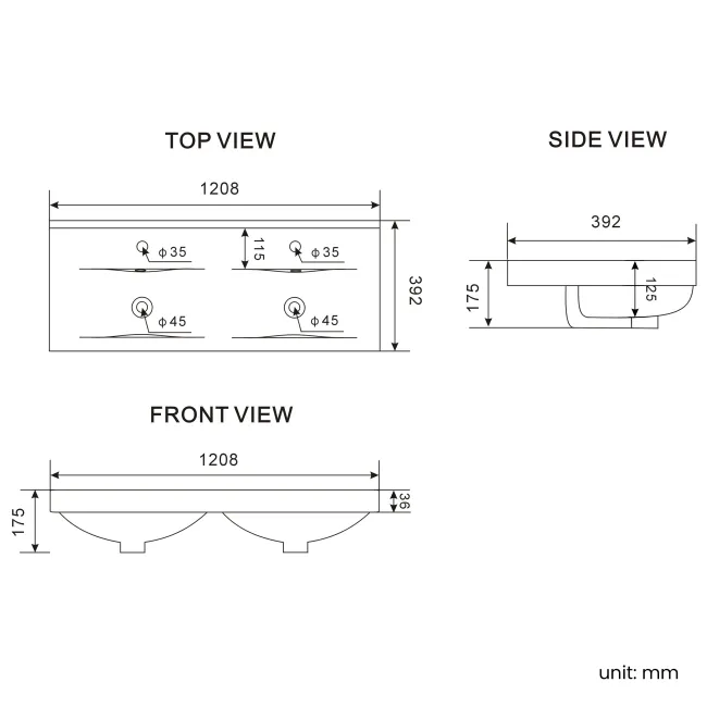 Elba Dawn Oak Wall Hung Double Basin Drawer Vanity 1200mm