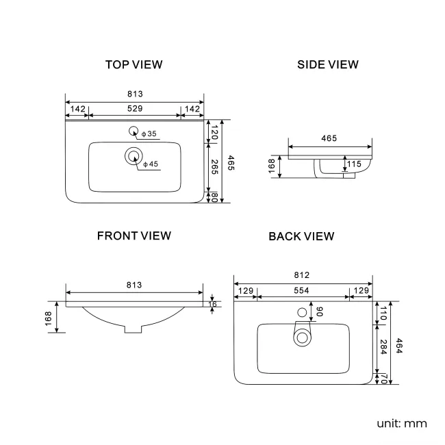 Sorrento Fluted Matt Black Wall Hung Basin Drawer Vanity 800mm