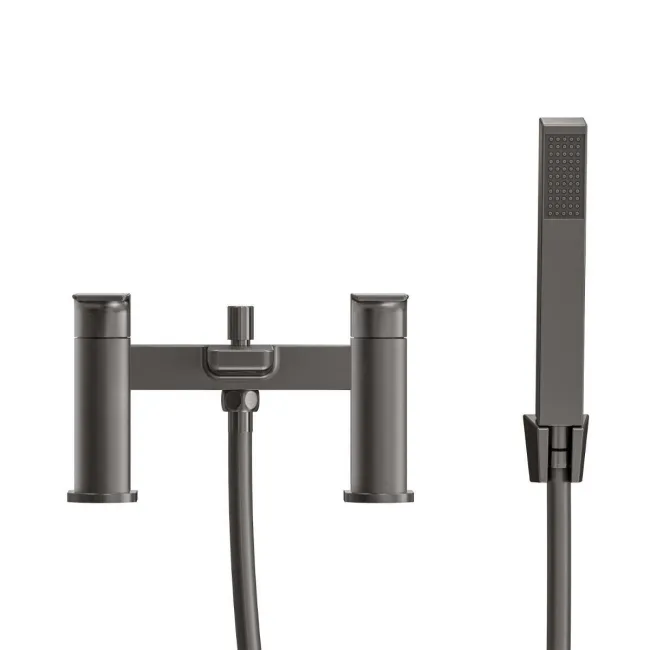Soar Gunmetal Grey Basin & Shower Bath Mixer Tap Set