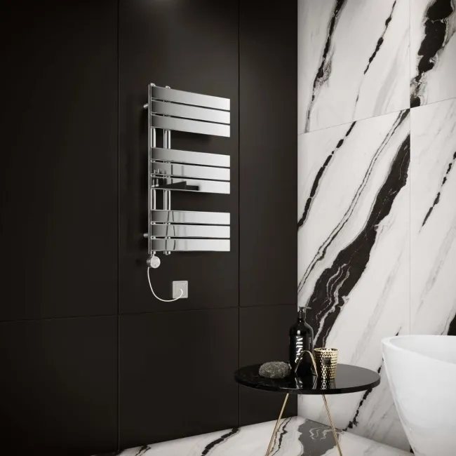 Seville Electric Chrome Designer Flat Panel Heated Towel Rail 800x450mm