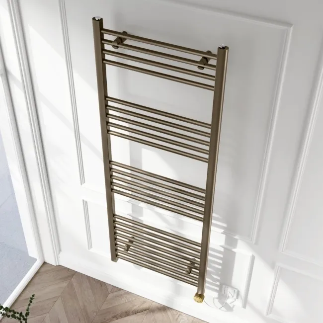 Barcelona Electric Antique Gold Straight Heated Towel Rail 1600x600mm