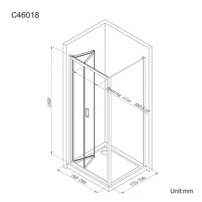 London 6mm Bifold Shower Enclosure 800x800mm