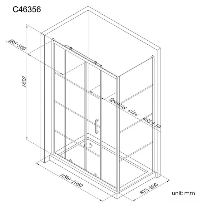 London Matt Black Grid 6mm Sliding Shower Enclosure 1100x900mm