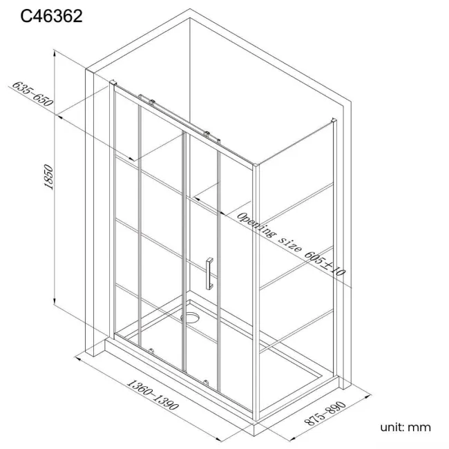 London Matt Black Grid 6mm Sliding Shower Enclosure 1400x900mm
