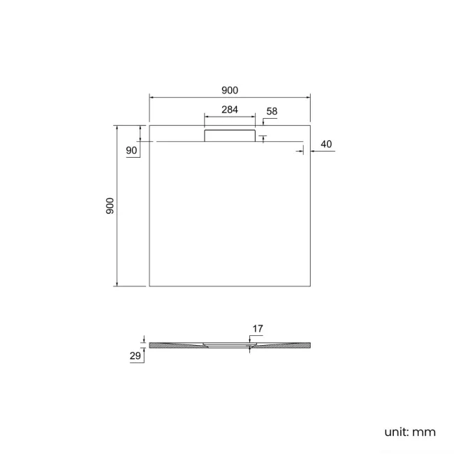 Tokyo Square Matt Grey Slate Texture Stone Shower Tray 900x900mm