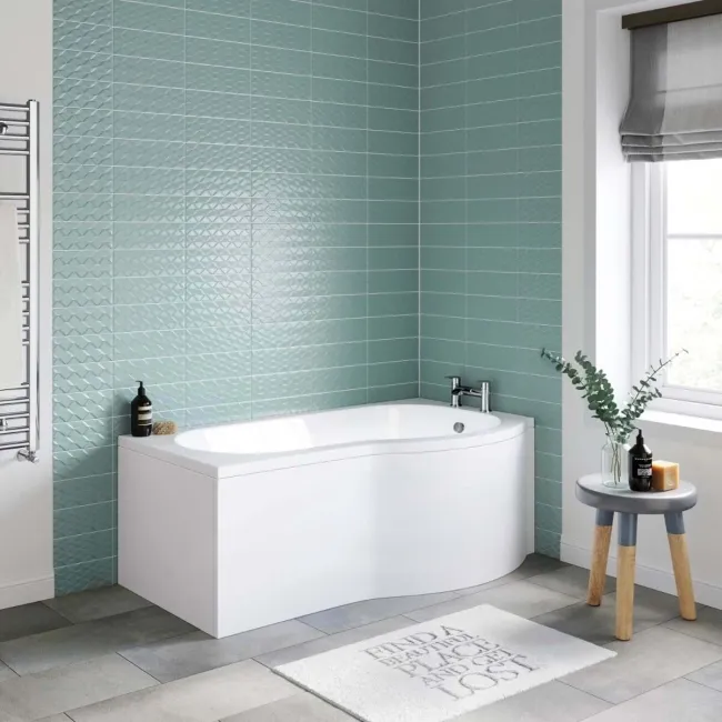 P Shaped 1500 Shower Bath - Right Handed