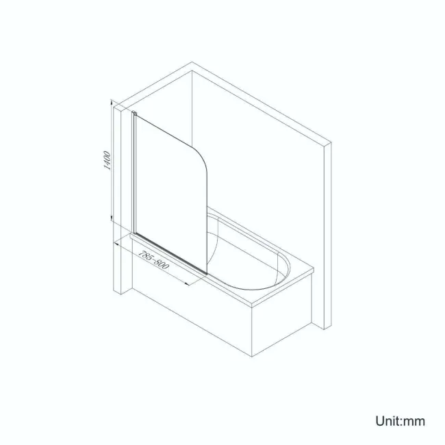 Abingdon 1500 Roll Top Shower Bath - Black Ball Feet & 6mm Easy Clean Screen