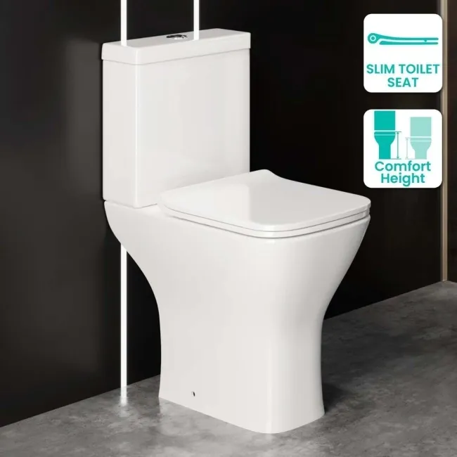 Atlanta Comfort Close Coupled Toilet With Soft Close Slim Seat