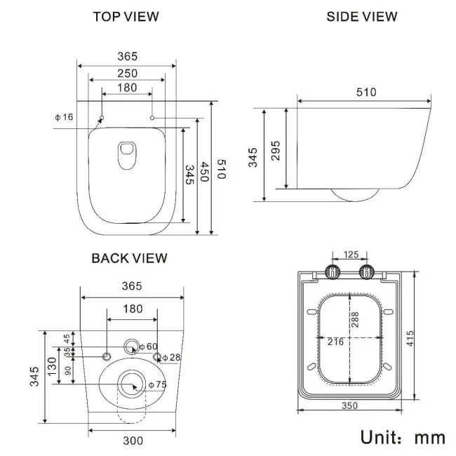 Nevada Rimless Wall Hung Toilet With Premium Soft Close Seat