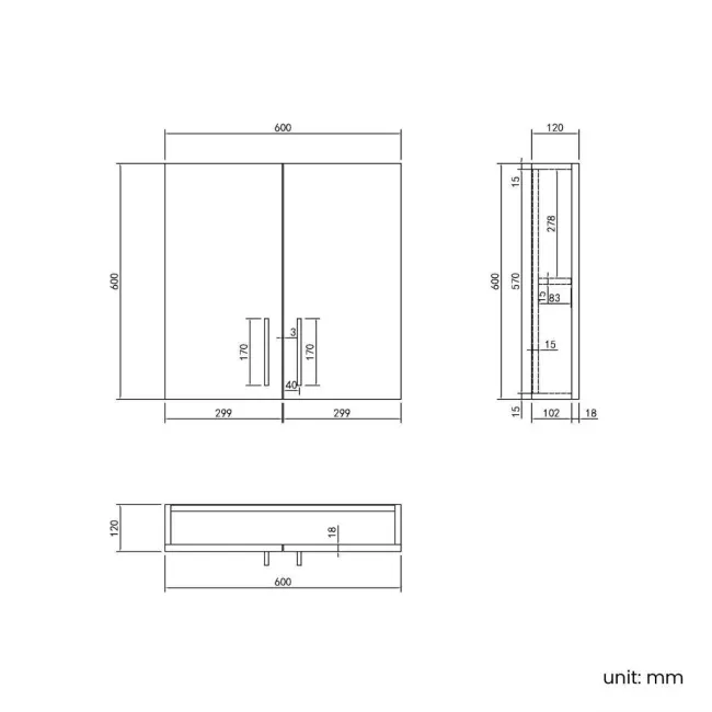 Harper Gloss White Wall Hung Cabinet 600x600mm - Brushed Brass Accents