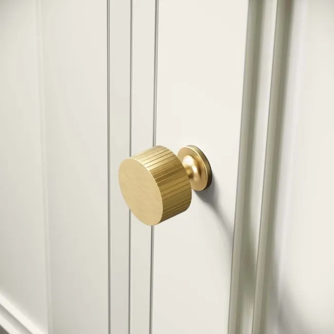 Monaco Chalk White Side Cabinet Unit 300mm - Brushed Brass Accents