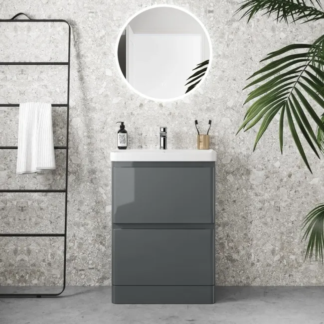 Corsica Storm Grey Slimline Basin Drawer Vanity 600mm