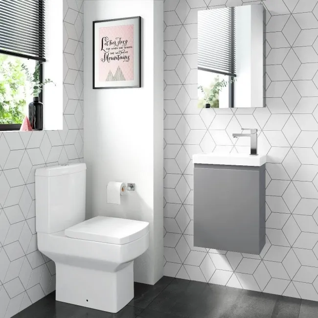 Trent Stone Grey Cloakroom Wall Hung Basin Vanity 400mm