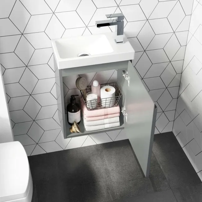 Trent Stone Grey Cloakroom Wall Hung Basin Vanity 400mm
