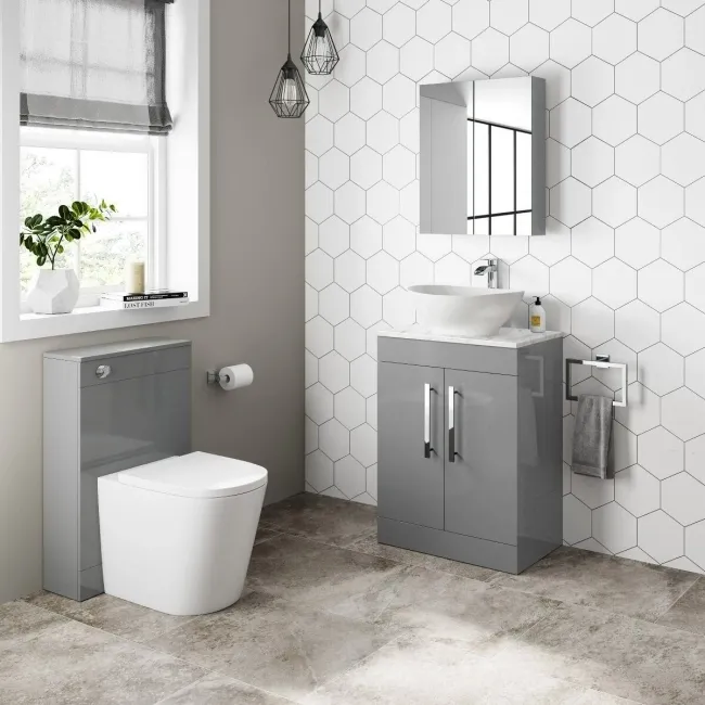 Avon Stone Grey Vanity with Marble Top & Oval Counter Top Basin 600mm