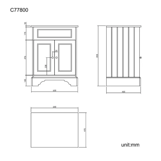 Lucia Inky Blue Cabinet with Oak Effect Top 640mm - Excludes Counter Top Basin