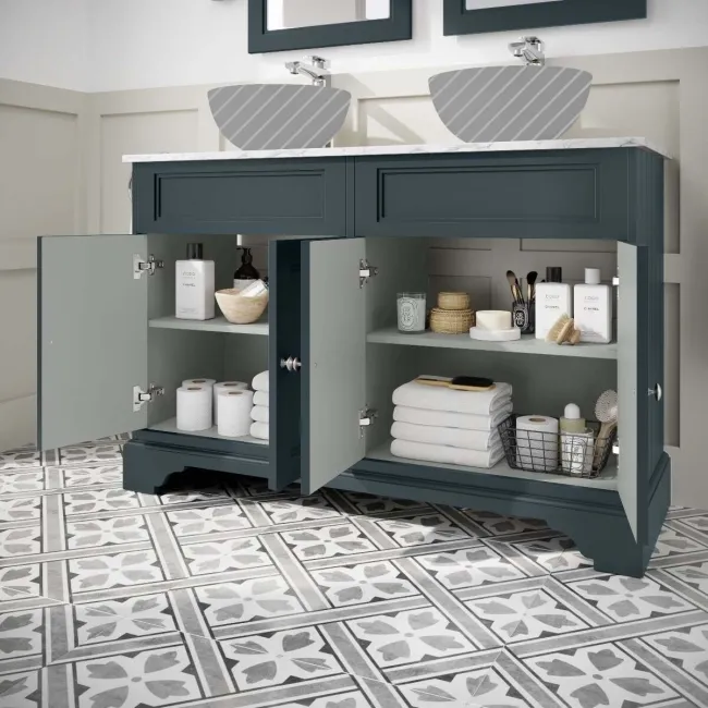 Lucia Inky Blue Cabinet with Marble Top 1200mm - Excludes Counter Top Basins