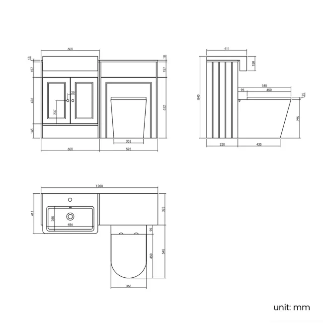Monaco Midnight Green Combination Vanity Basin and Boston Toilet 1200mm - Brushed Brass Accents