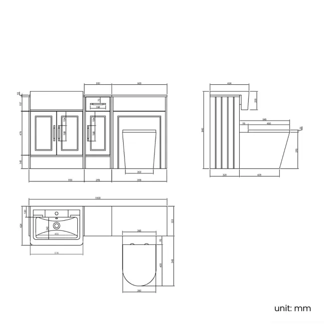 Monaco Inky Blue Combination Vanity Traditional Basin and Boston Toilet 1500mm - Brass Knurled Handles