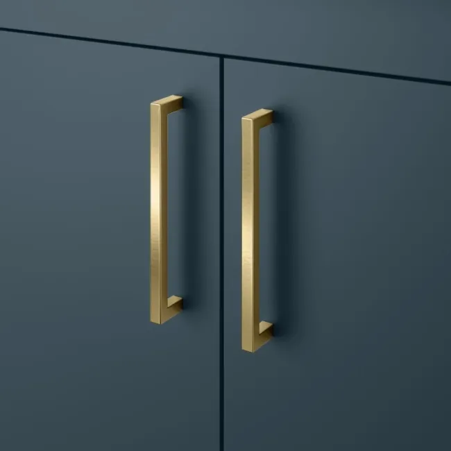 Harper Navy Blue Combination Vanity Basin with Marble Top & Houston Toilet 1500mm - Brushed Brass Accents