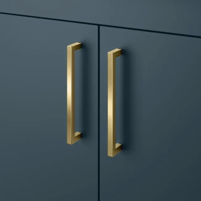 Harper Navy Blue Combination Vanity Basin & Tucson Toilet 1000mm - Brushed Brass Accents