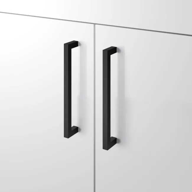 Mersey Gloss White Basin Vanity and Back To Wall Unit 1000mm (Excludes Toilet) - Black Accents