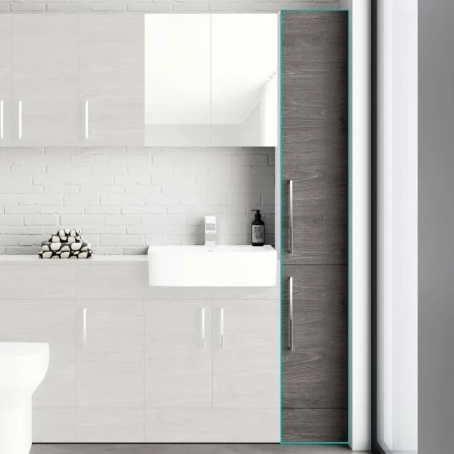 Harper Charcoal Elm Floor Standing Tall Cabinet Unit 1900x300mm