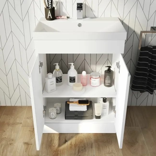 Trent Gloss White Basin Vanity 600mm and Toilet Set