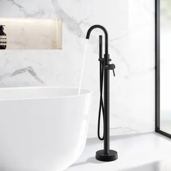 Selma Matt Black Freestanding Bath Shower Mixer Tap