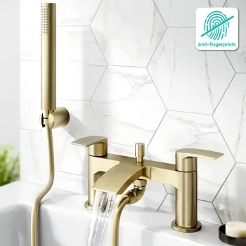 Spey Brushed Brass Bath Filler & Handheld Shower