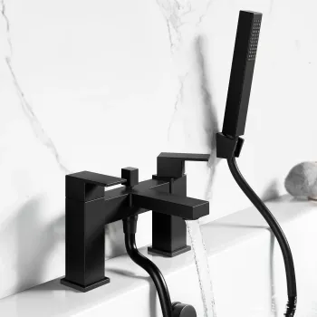Tamar Matt Black Bath Filler & Handheld Shower