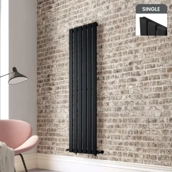 Faro Matt Black Single Flat Panel Vertical Radiator 1600x420mm