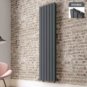 Faro Anthracite Double Flat Panel Vertical Radiator 1800x420mm