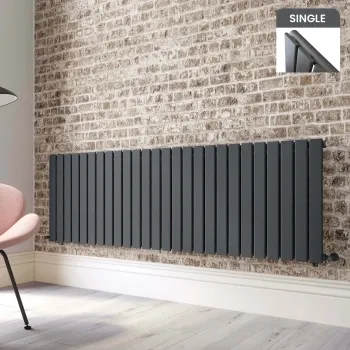 Faro Anthracite Single Flat Panel Horizontal Radiator 600x1820mm