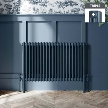 Athens Inky Blue Triple Column Horizontal Traditional Radiator 600x1010mm