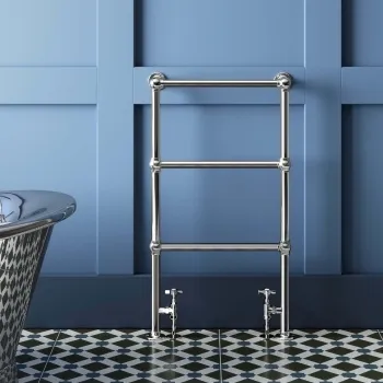 Gibraltar Floor Standing Traditional Chrome Heated Towel Rail 915x535mm