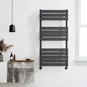 Santorini Anthracite Flat Panel Heated Towel Rail 1200x600mm