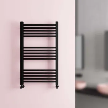 Valetta Matt Black Square Heated Towel Rail 1000x600mm