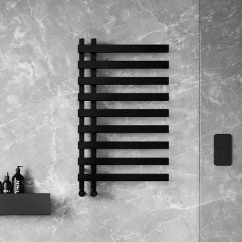 Palermo Matt Black Designer Heated Towel Rail 1000x600mm