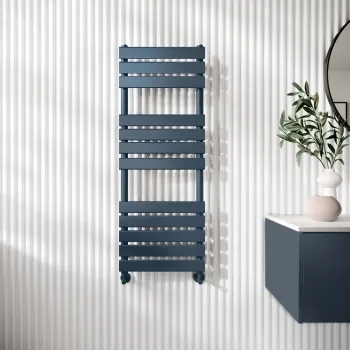 Santorini Inky Blue Flat Panel Heated Towel Rail 1200x450mm