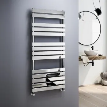 Santorini Chrome Flat Panel Heated Towel Rail 1400x600mm
