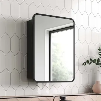 Olivia Black Framed Mirror Cabinet 610x450mm